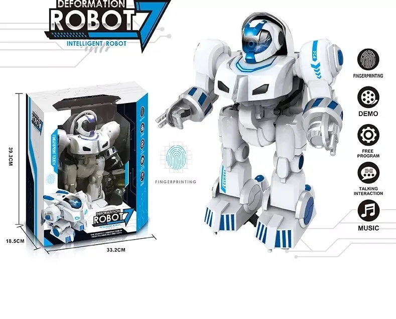 2.4G Remote Control Deformation Robot  Intelligent Programming  Song Mode English Teaching  Children's Toys Christmas Gift
