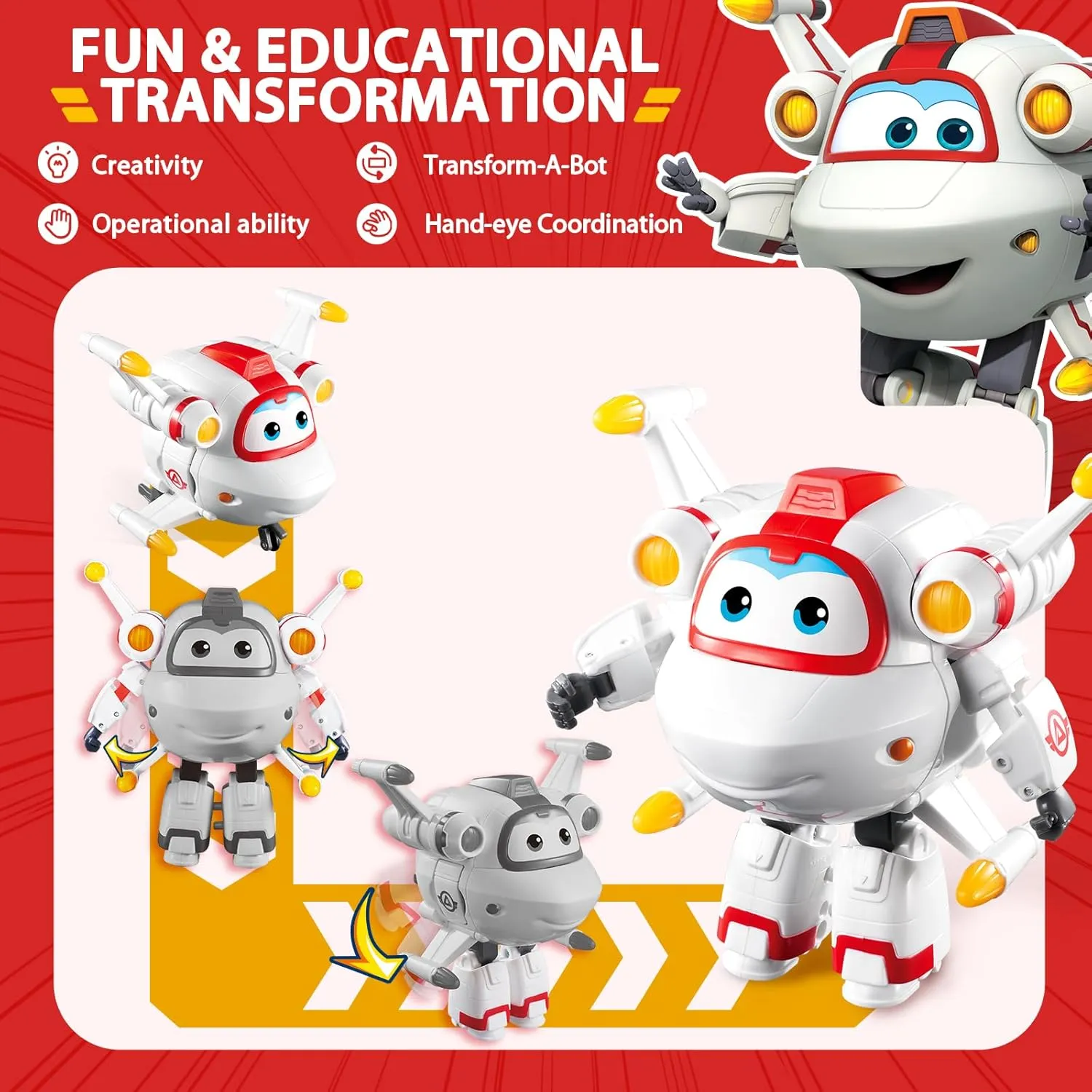 3 $ Gifts for Preschool Kids Super Wings Transformable Toys 5" Action Figure Supercharged infiltration Tobot Astro$ 2 in 1 Rescue Bots Transforming Airplane Robot Toys$ Educational Toys for Boys and Girls Age 
