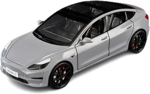 3 Vehicles with Light, 6 Open Doors, Exquisite Model 3 Diecast Car Model Toy for Kids Adults (Grey) 1/24 Diecast Model 3 Toy Car, Alloy Model 3 Model Car Pull Back shipment Collectible Model 