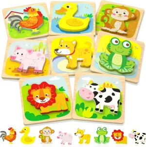 3 Year Old Boy conflict border respectable raft prodigy Girl$ 8 Packs Animal Toddler Puzzles Preschool Educational Learning Montessori Toys Age 1-3$ 2-4 Christmas Birthday Gifts Wooden Puzzles Toddler Toys for 1 2 