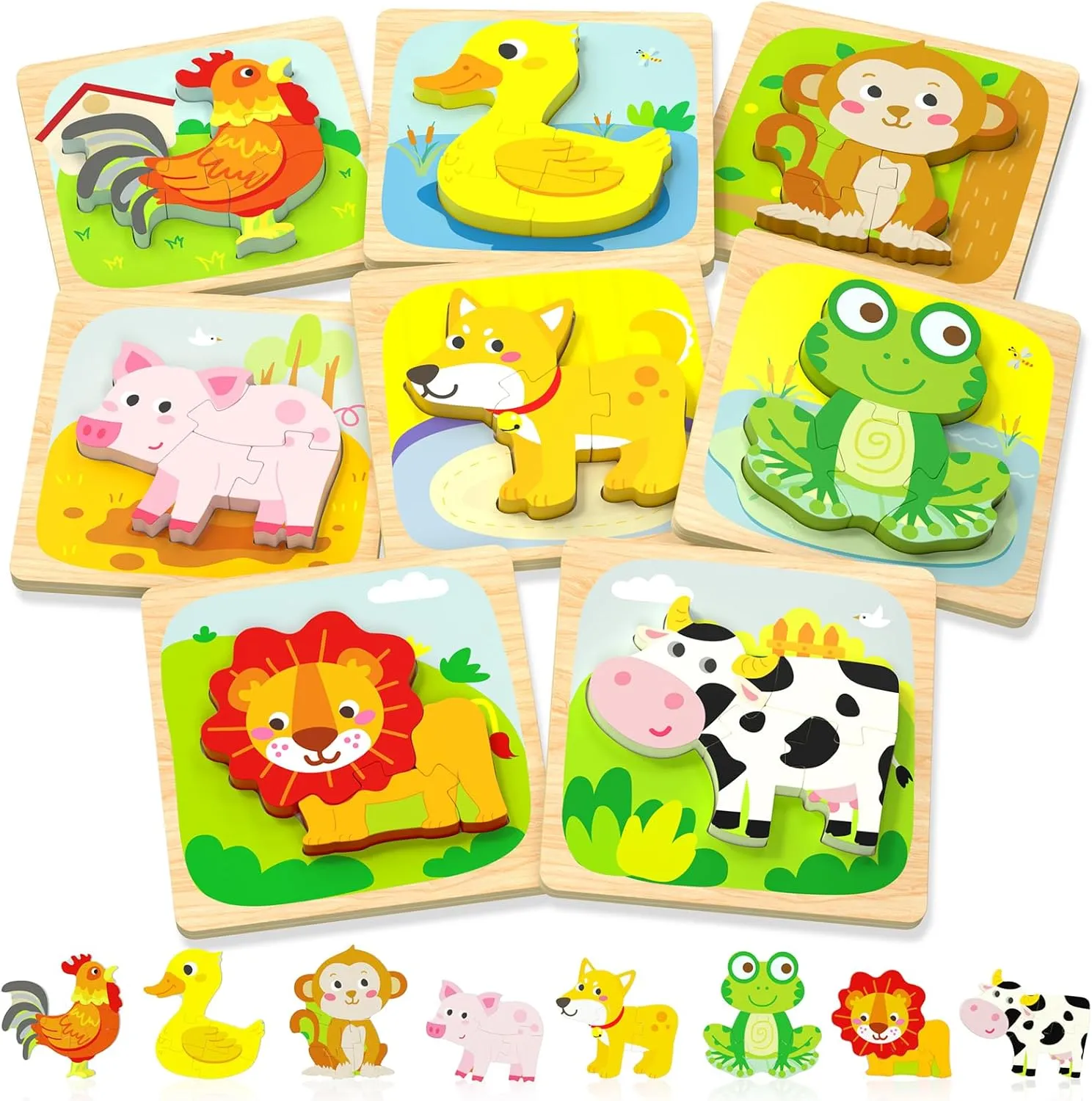 3 Year Old Boy conflict border respectable raft prodigy Girl$ 8 Packs Animal Toddler Puzzles Preschool Educational Learning Montessori Toys Age 1-3$ 2-4 Christmas Birthday Gifts Wooden Puzzles Toddler Toys for 1 2 
