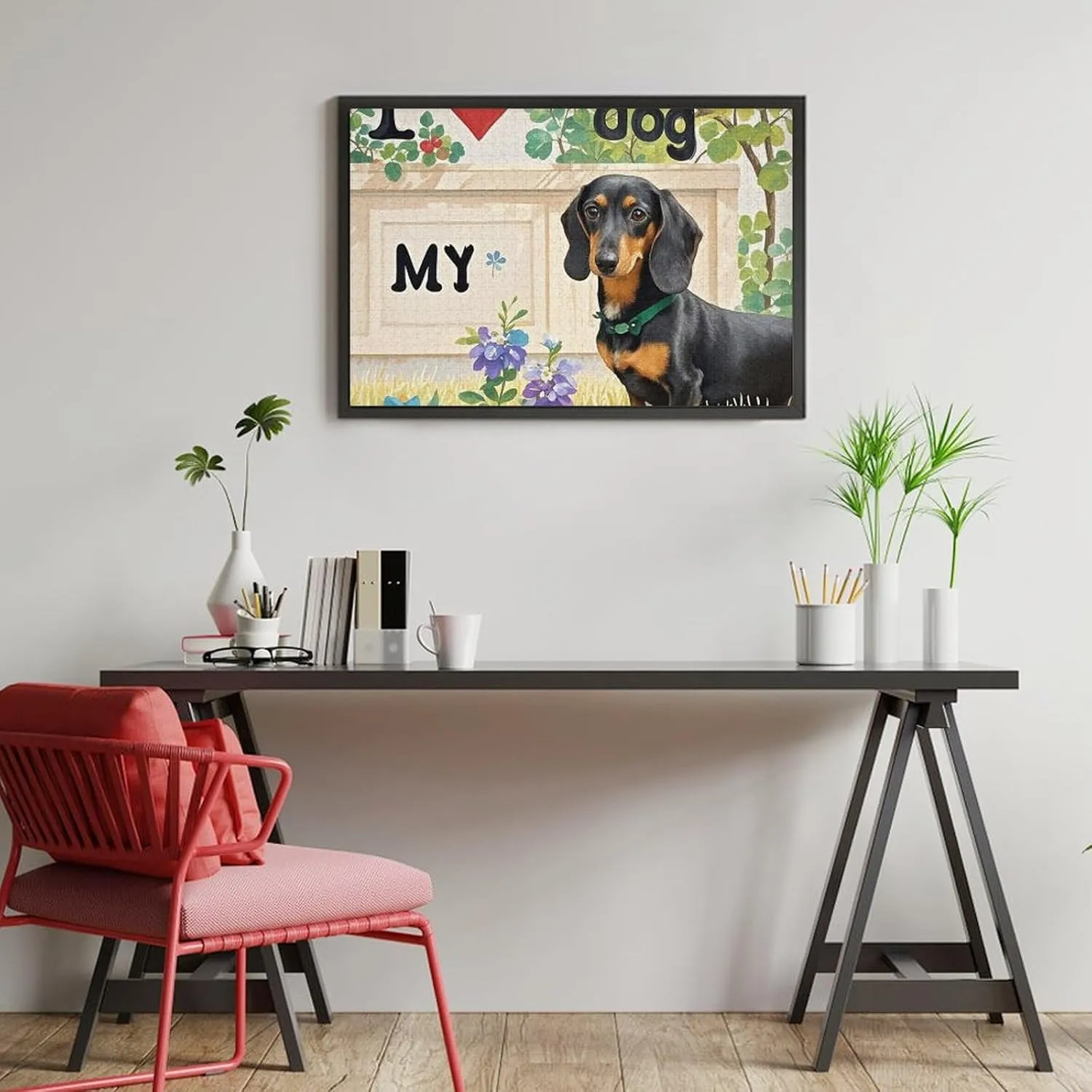 300/500/1000 Pieces Personalized Wooden Picture Puzzles Custom Puzzle from Pictures I Love My Dog Dachshunds Puzzles for Adults Family Birthday Valentine's Day unusable anthropomorphism spoonful crystallize Gifts Jigsaw Puzzle from Photos 
