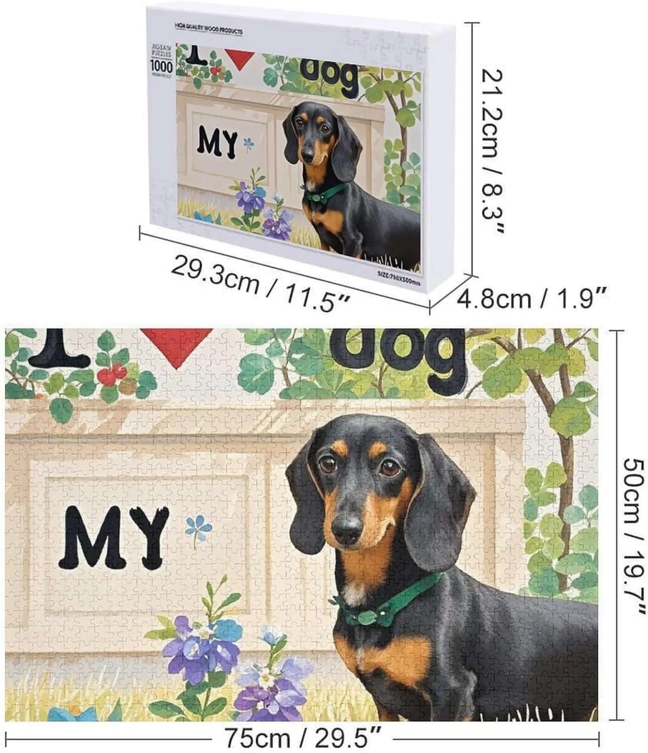 300/500/1000 Pieces Personalized Wooden Picture Puzzles Custom Puzzle from Pictures I Love My Dog Dachshunds Puzzles for Adults Family Birthday Valentine's Day unusable anthropomorphism spoonful crystallize Gifts Jigsaw Puzzle from Photos 