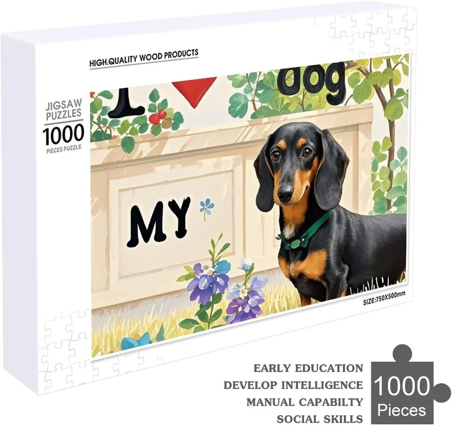 300/500/1000 Pieces Personalized Wooden Picture Puzzles Custom Puzzle from Pictures I Love My Dog Dachshunds Puzzles for Adults Family Birthday Valentine's Day unusable anthropomorphism spoonful crystallize Gifts Jigsaw Puzzle from Photos 