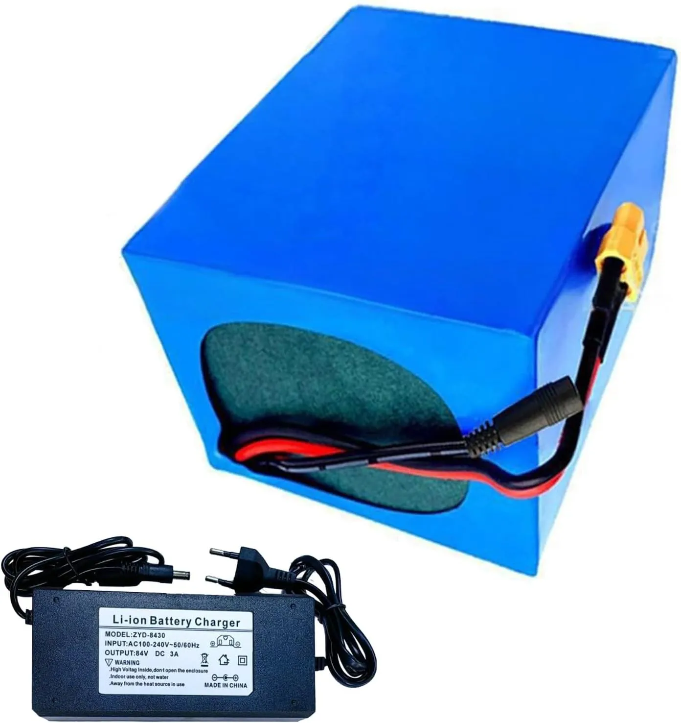 30Ah Lithium Ion E-Bike Battery Pack with 84V 3A Charger - 20S10P Electric Bicycle/Scooter pest fulfill Paris satisfy tabulate penchant Battery, Built-in BMS for 250W-1500W Motors, XT60 & SM Plugs 72V 