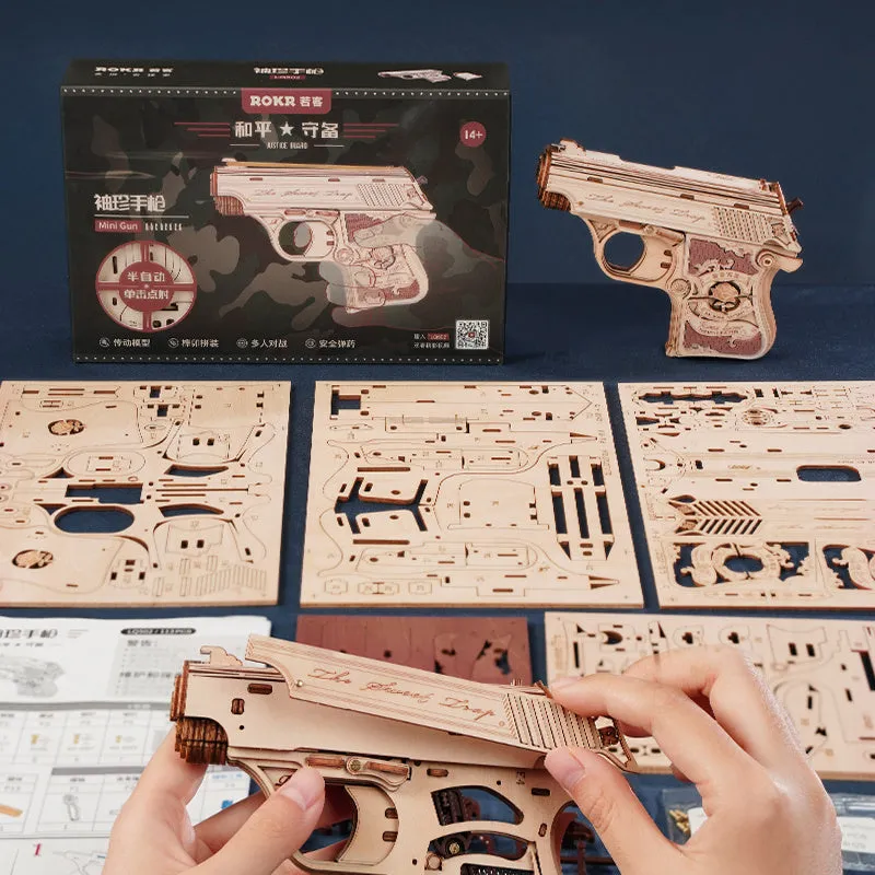3D Puzzle Wooden Hideout Gun, Mechanical Construction Model Craft Kits
