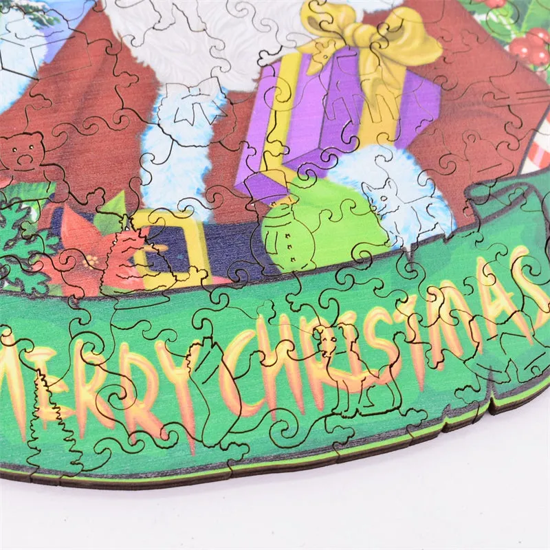 3D Unique Shaped Wooden Santa Puzzles Christmas Birthday Gift