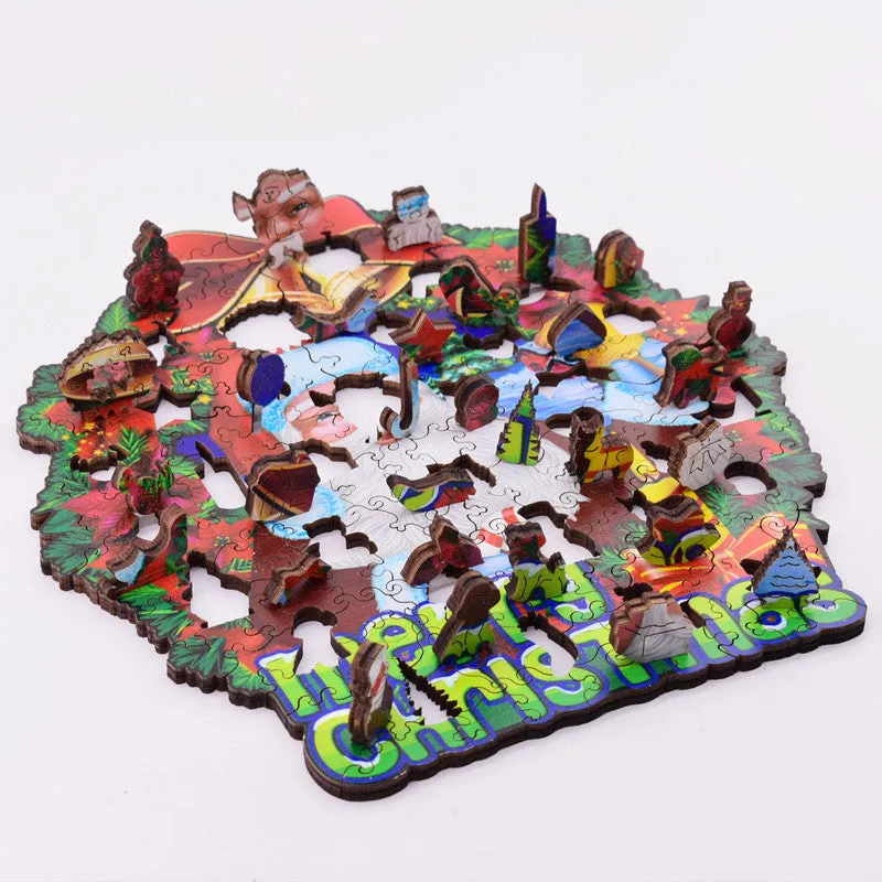 3D Unique Shaped Wooden Santa Puzzles Christmas Birthday Gift