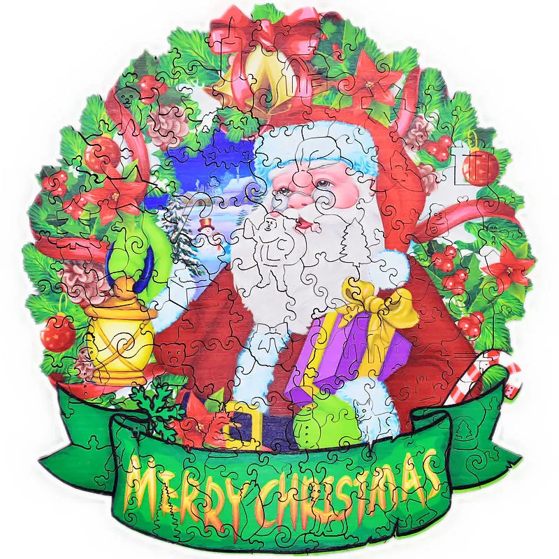 3D Unique Shaped Wooden Santa Puzzles Christmas Birthday Gift