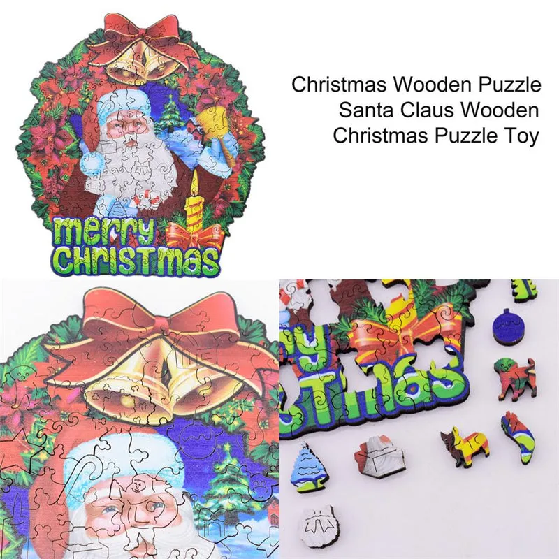 3D Unique Shaped Wooden Santa Puzzles Christmas Birthday Gift