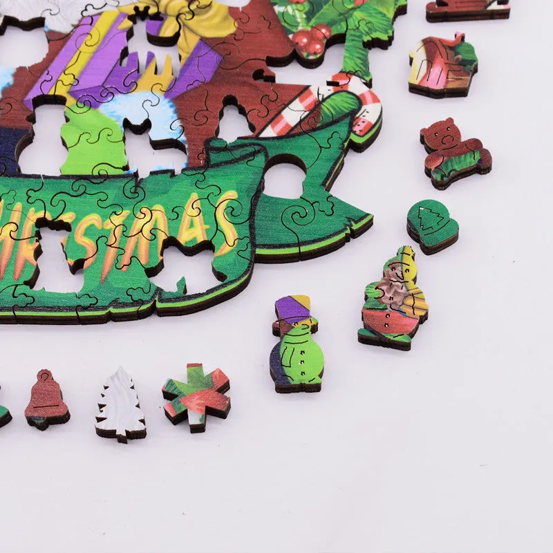 3D Unique Shaped Wooden Santa Puzzles Christmas Birthday Gift