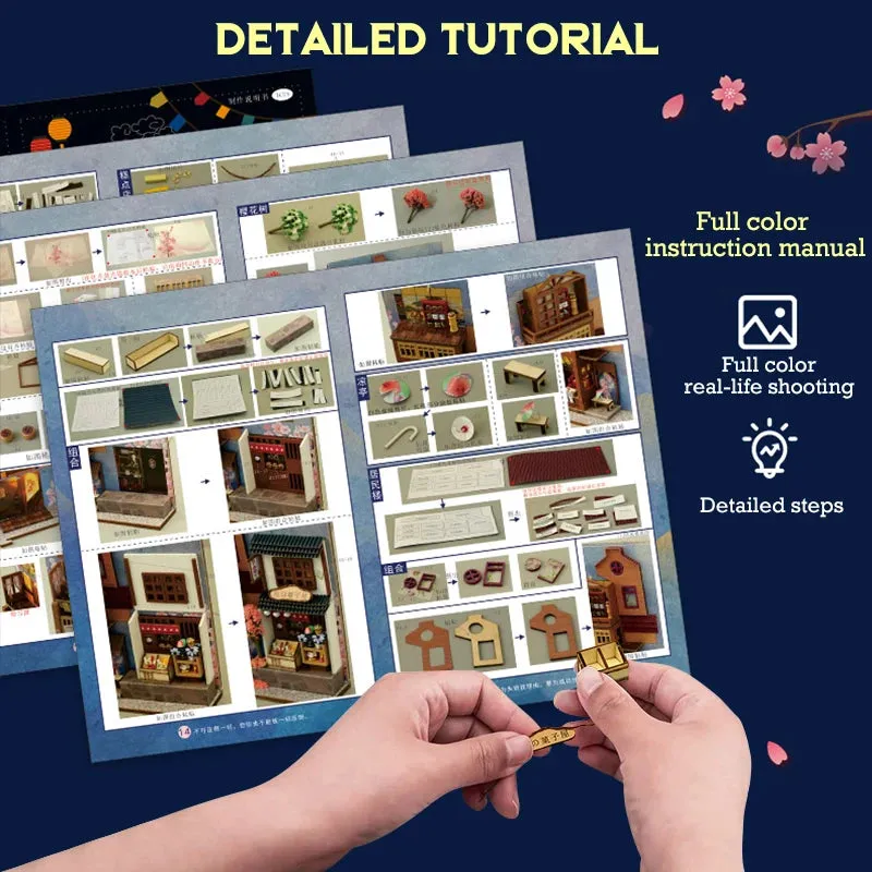 3D Wooden Puzzle DIY Book Nook Kit Bookend Shelf Insert Alley Miniature Dollhouse Model Building Set Toys Adults 3D Puzzle Gift