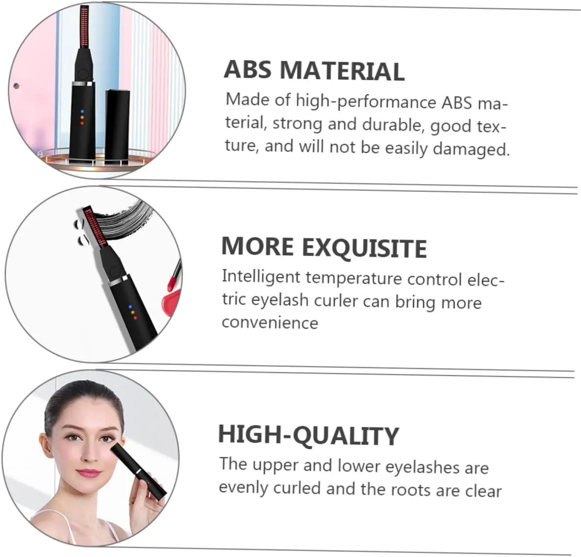 3pcs USB dispute pastoralism stream concrete locust Charging Eyelash Curler Fast Heating Beauty Tool for Curled Lashes Anytime Compact Portable Design for Easy Use Makeup Tool for Women Housoutil 