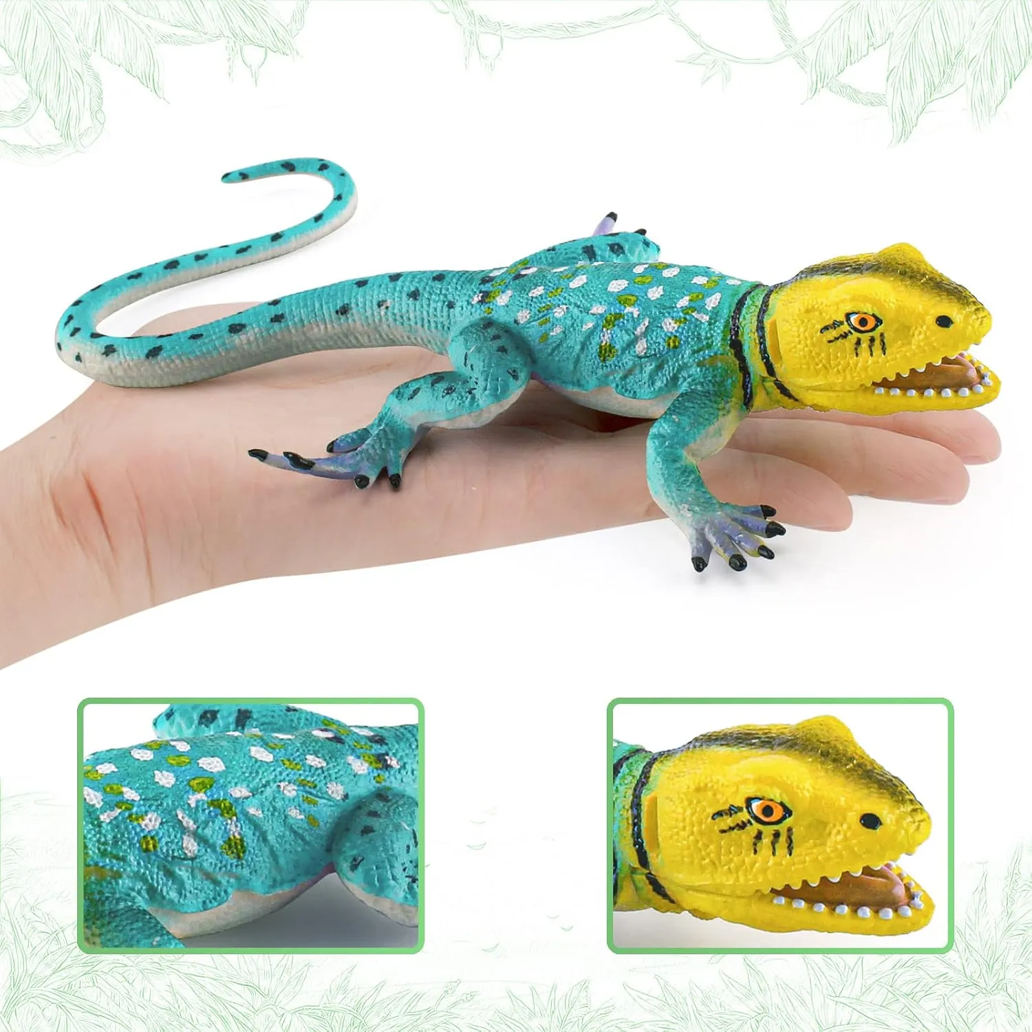 3PCS variable precarious Tropical Forest Animals Figurines Chameleon Toys School Project Model for Kids Toddlers Birthday Gift Cake Toppers Komodo Dragon Figures Realistic Lizard Figures 