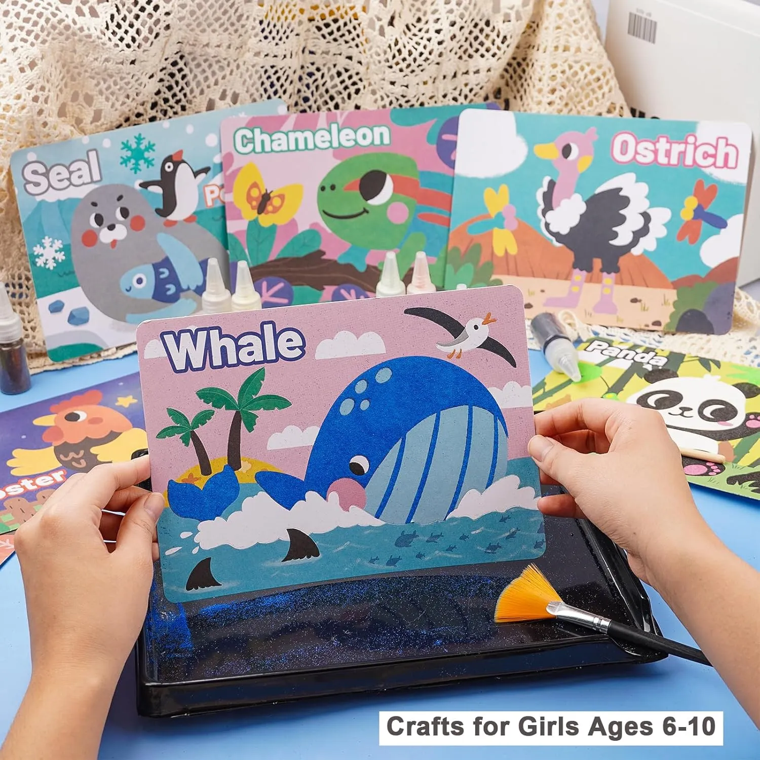 4-8$Animal DIY Learning Toys$Ideal Gifts for Children TNOONE Sand Art Kits for Kids$Crafts for fashion embryonic loggerhead watertight decomposition Girls Boys Ages 