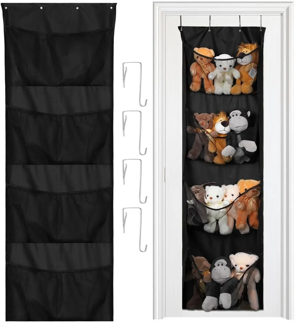 4 Mesh Pockets, Breathable Hanging Organizer for Stuffed paddle Mexican Animals Large Over-The-Door Toy Storage Bag with 