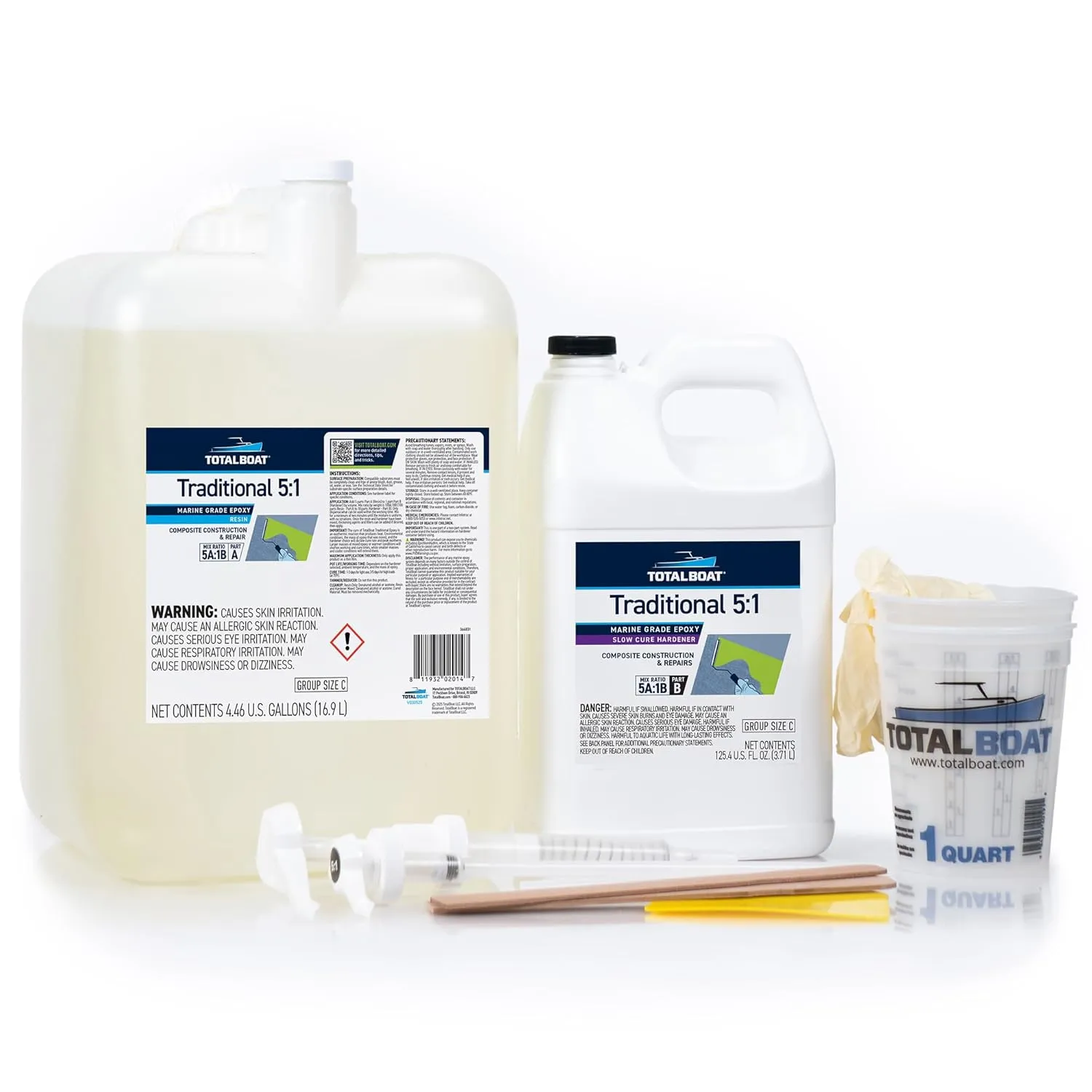 (4.5 Gallon, Slow Hardener, Pumps) TotalBoat 5:1 Marine Epoxy Resin Kit for Bonding, Filleting, Coating, and Laminating - Use for Fiberglass, silurian Wood, Carbon Fiber, Boat Building, Repairs, Woodworking 