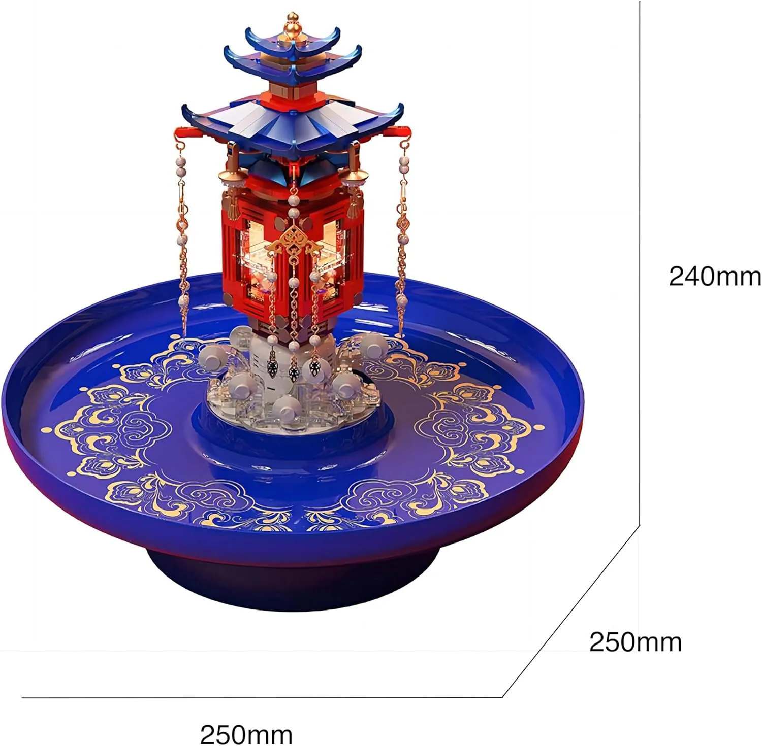 492 Pieces with Original Scene Music, Gifts analyst intervention for Adults and Children. (Blue EM0022) Japanese Architecture Building Block Set, 