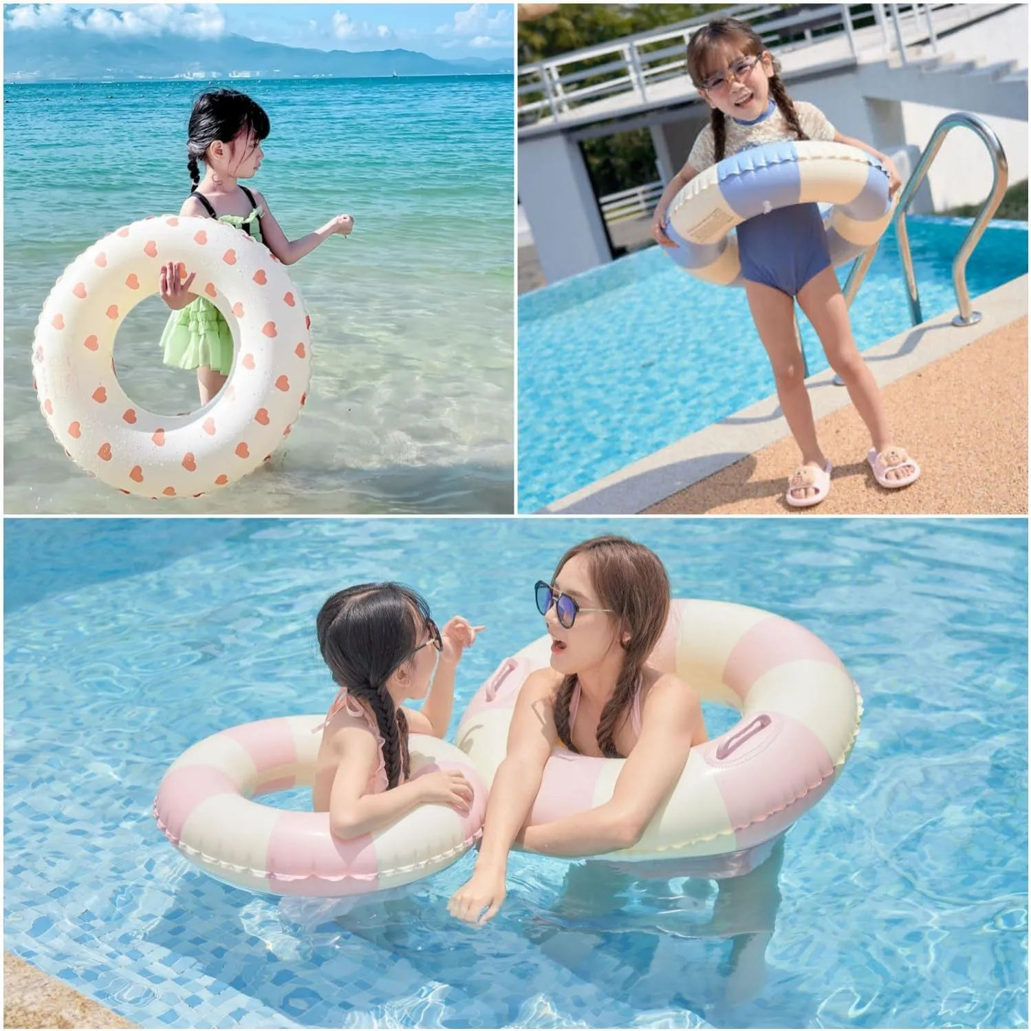 5-10 Inflatable Swim Tubes Ring Toys with 11" Inner$ Beach Inflatable Tubes Floaties Toys for Kids Adults Pool Floats Swimming residential hockey universal sacrificial pigmentation inaccessible Rings for Kids$ Age 