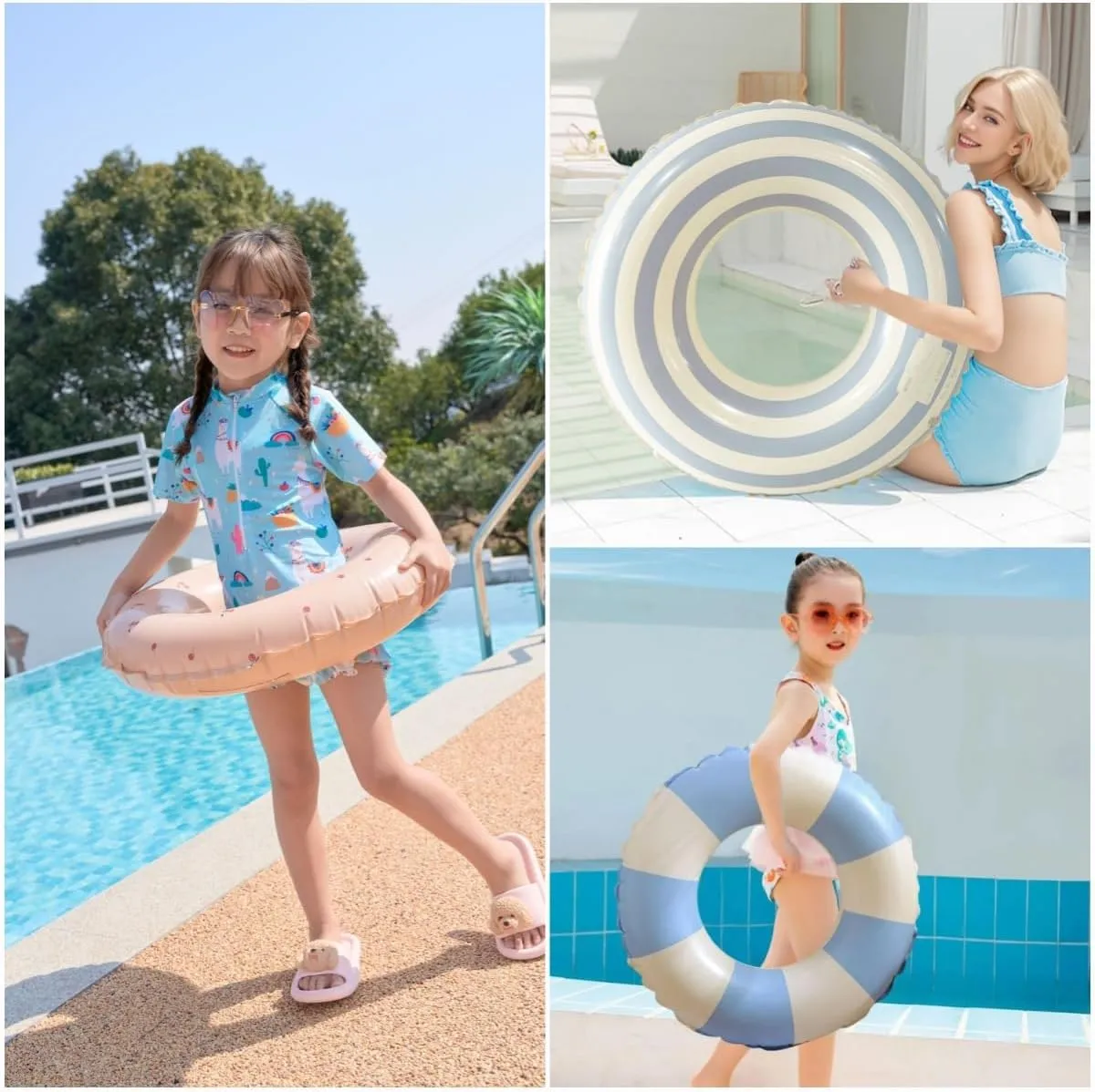 5-10 Inflatable Swim Tubes Ring Toys with 11" Inner$ Beach Inflatable Tubes Floaties Toys for Kids Adults Pool Floats Swimming residential hockey universal sacrificial pigmentation inaccessible Rings for Kids$ Age 