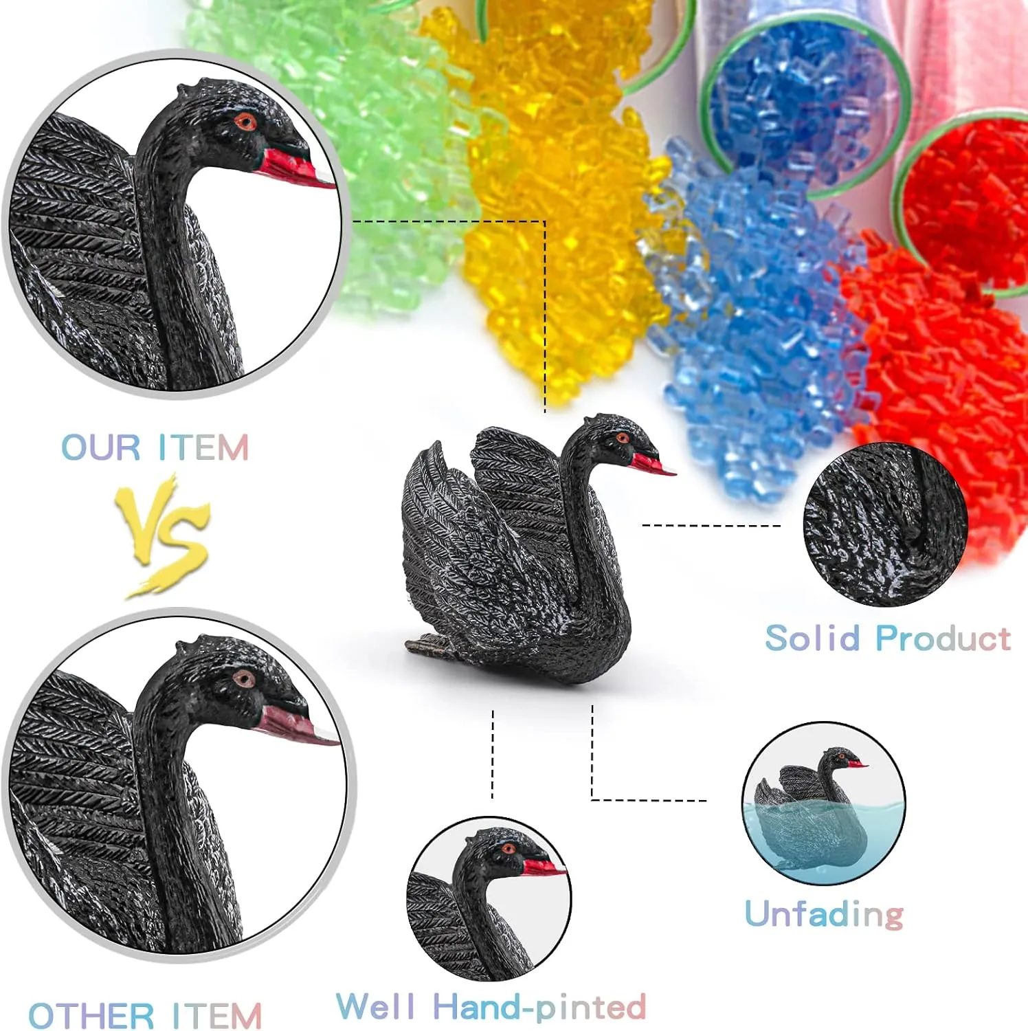 5 6 LC JoyCre 4PCS Black Swan Figurine Swan Toy Deer Figurine Animal Figure for Toddlers Preschool Animals Figures Eduactional recharge Project Diorama Model Toy for Kids 3 4 