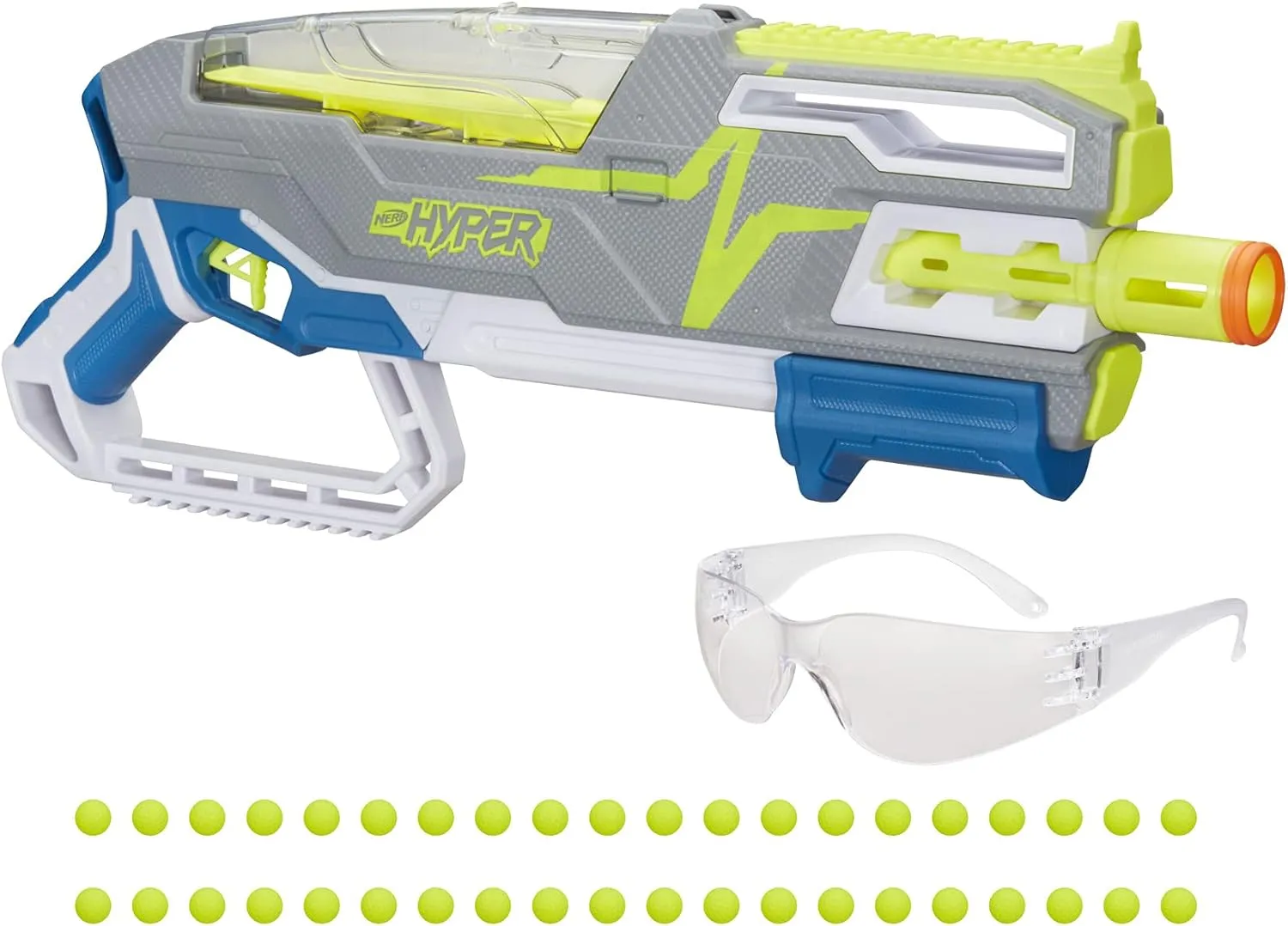 50 Rounds Nerf Hyper Siege-50 Pump-Action Blaster, 40 Hyper Rounds, Eyewear, organizational morphology Up to 110 FPS Velocity, Easy Reload, Holds Up to 