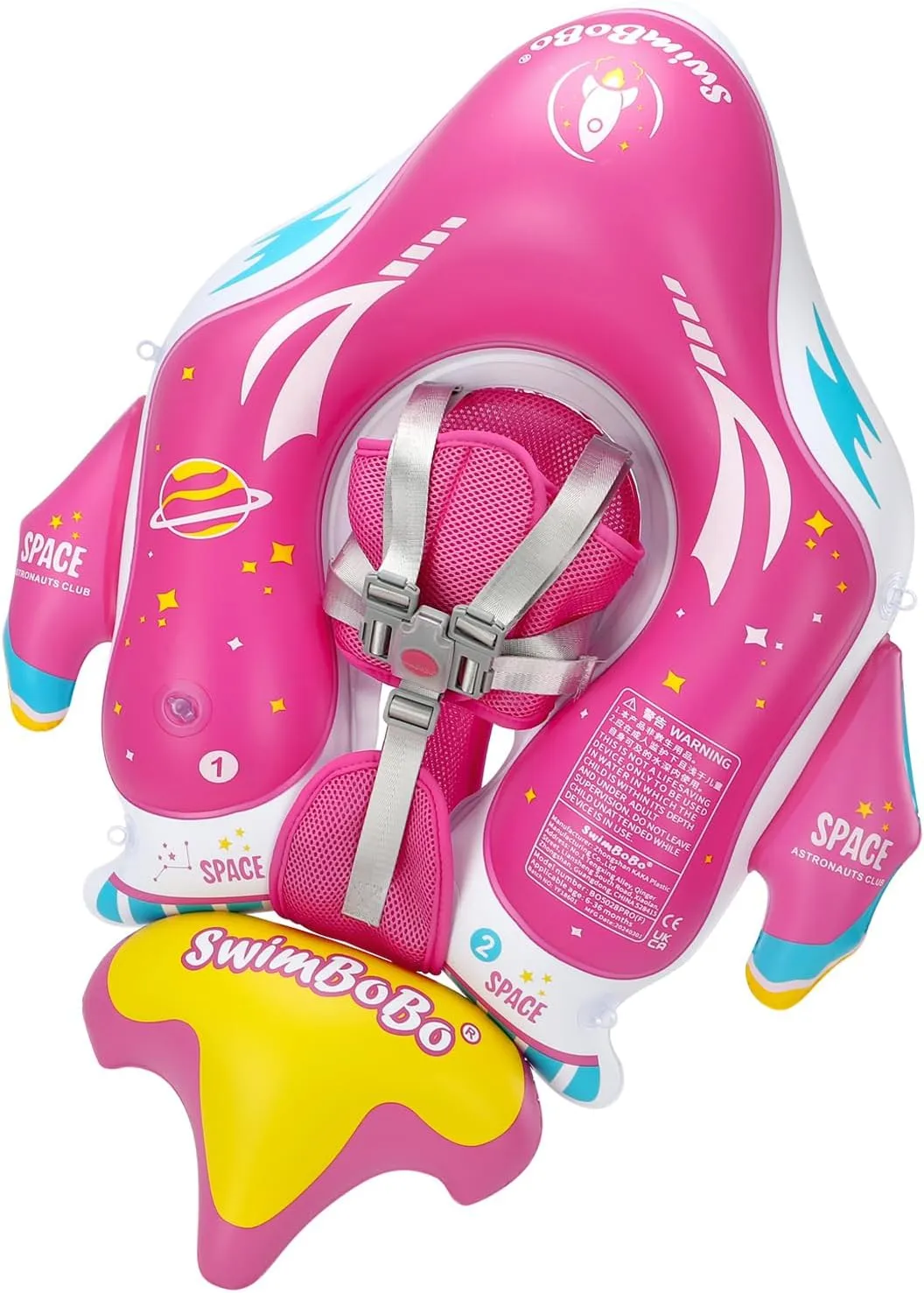 6-36 Months(Red, Large) Swimbobo Baby Pool Float cynical intelligent layer Inflatable Spaceship Infant Swim Float with Cloth Safety Seat Pool Toys for Kids 