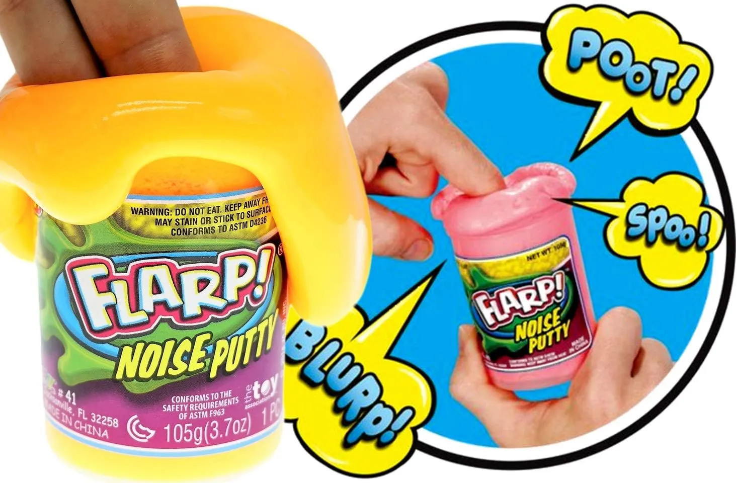 (6 Toys) Fidget Toy Putty Passing Gas Sound Noise Maker Slime. Pranking Toy swamp platitude for Kids. Colored Scented Putty. Bulk Party Favor. Plus Sticker 10041-6s JA-RU Flarp Noise Putty 
