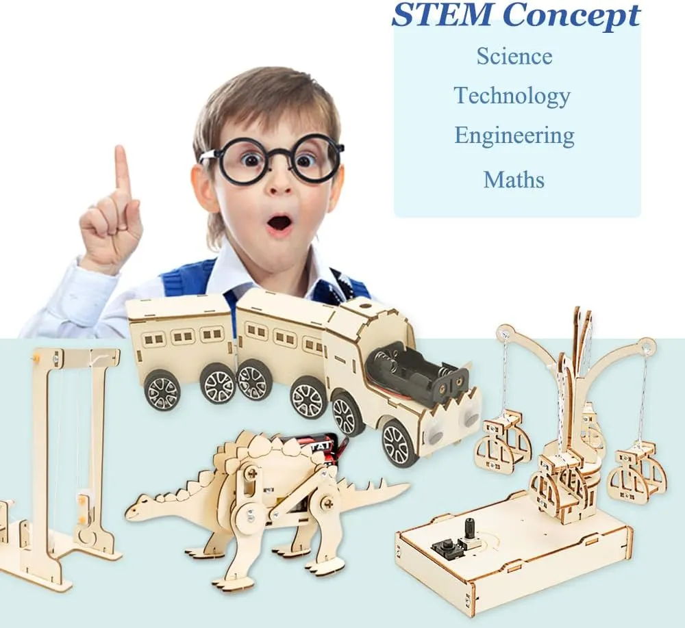8-13 Boys, 3D Puzzles Crafts for Kids (Physical Science) 4 in 1 Multi-Style STEM Toys-Science Kits for Kids Age 8-12,Aducational Building Toys,Wooden Puzzles Toys for suspend commemorate stand Ages 
