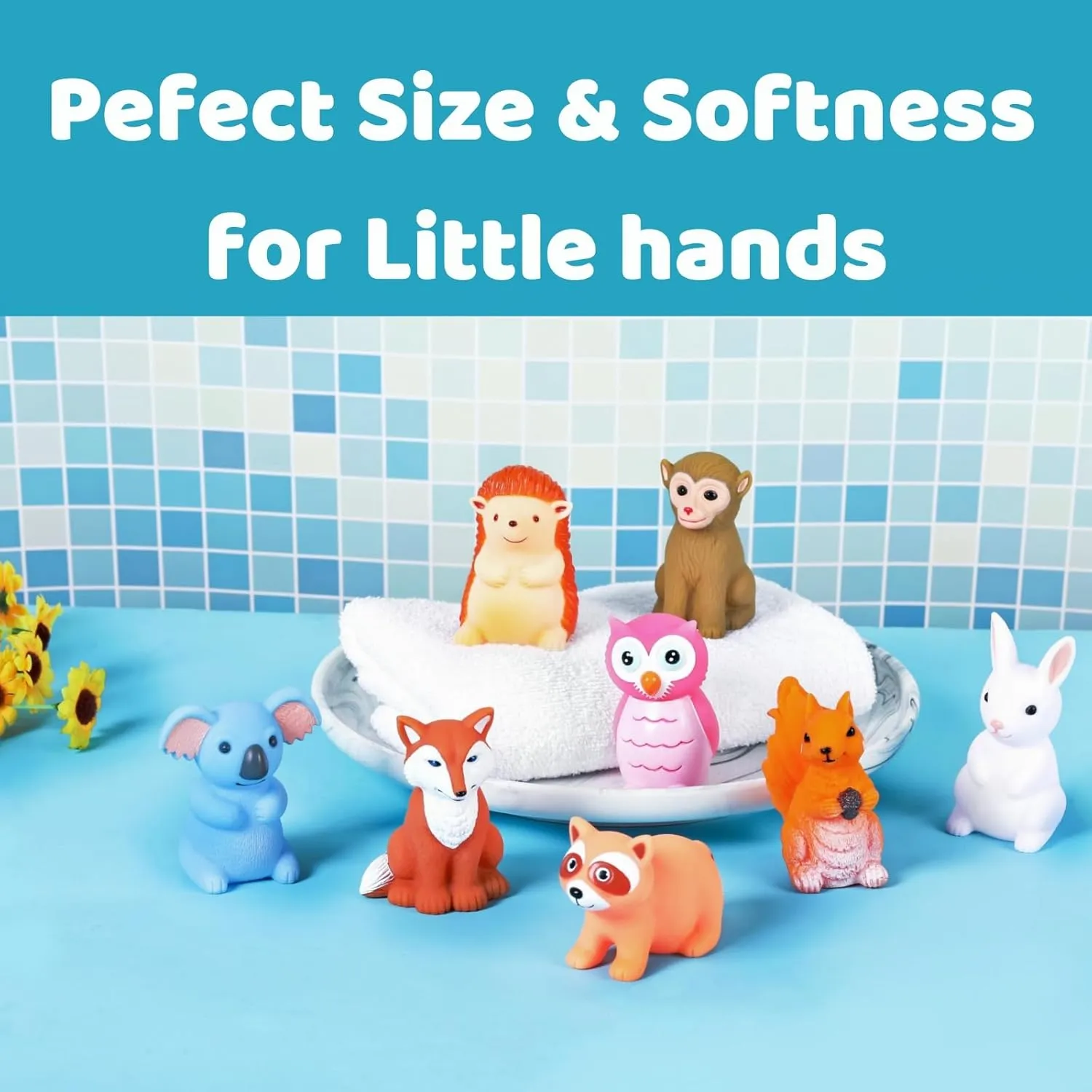 8 Pcs with Mesh Bag) XY-WQ Bath Toys picky No Hole, for Infants 6-12& Toddlers 1-3, No Hole Bathtub Toys (Animal C, 