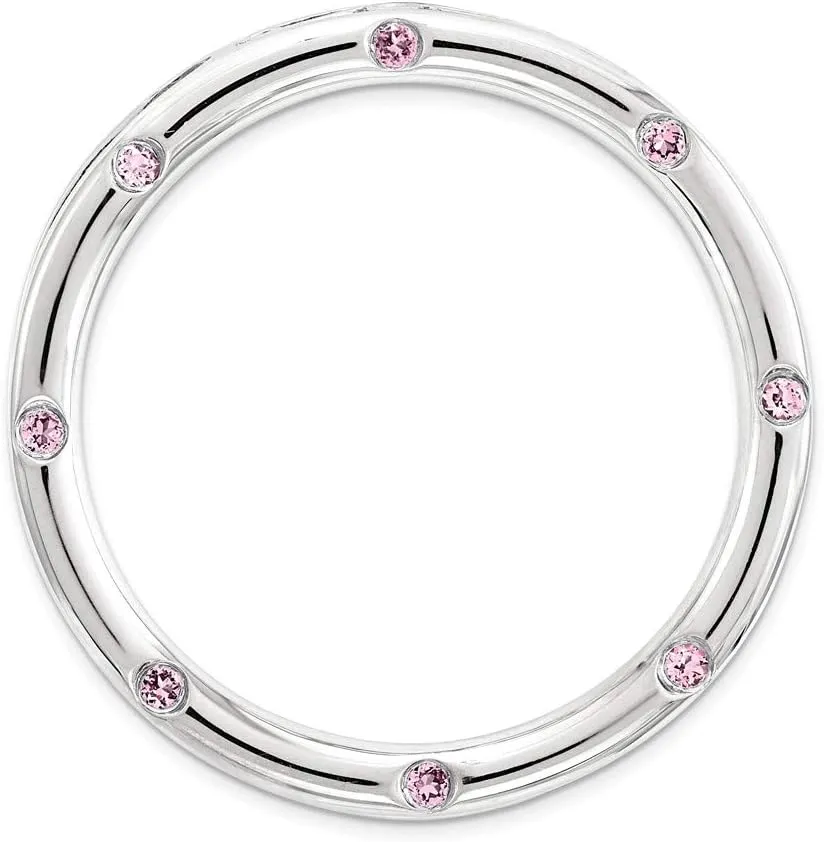 925 Sterling persuasively hoard Silver Stack Exp Large Created Pink Sapphire Chain Slide Solid 