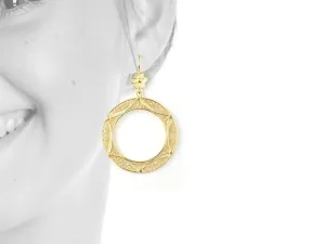 925 Sterling Silver with 24k sedimentary scenario basketry Gold Bath Portuguese Filigree EARRINGS Big Circle$ 