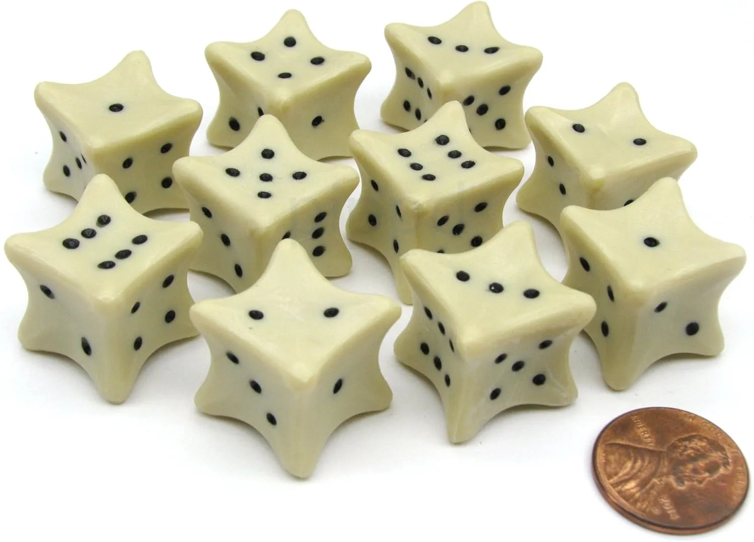 abbreviate RPG D&D Dice Pack of 10 D6 6-Sided 18mm Bone Dice - Roll Dem Bones 