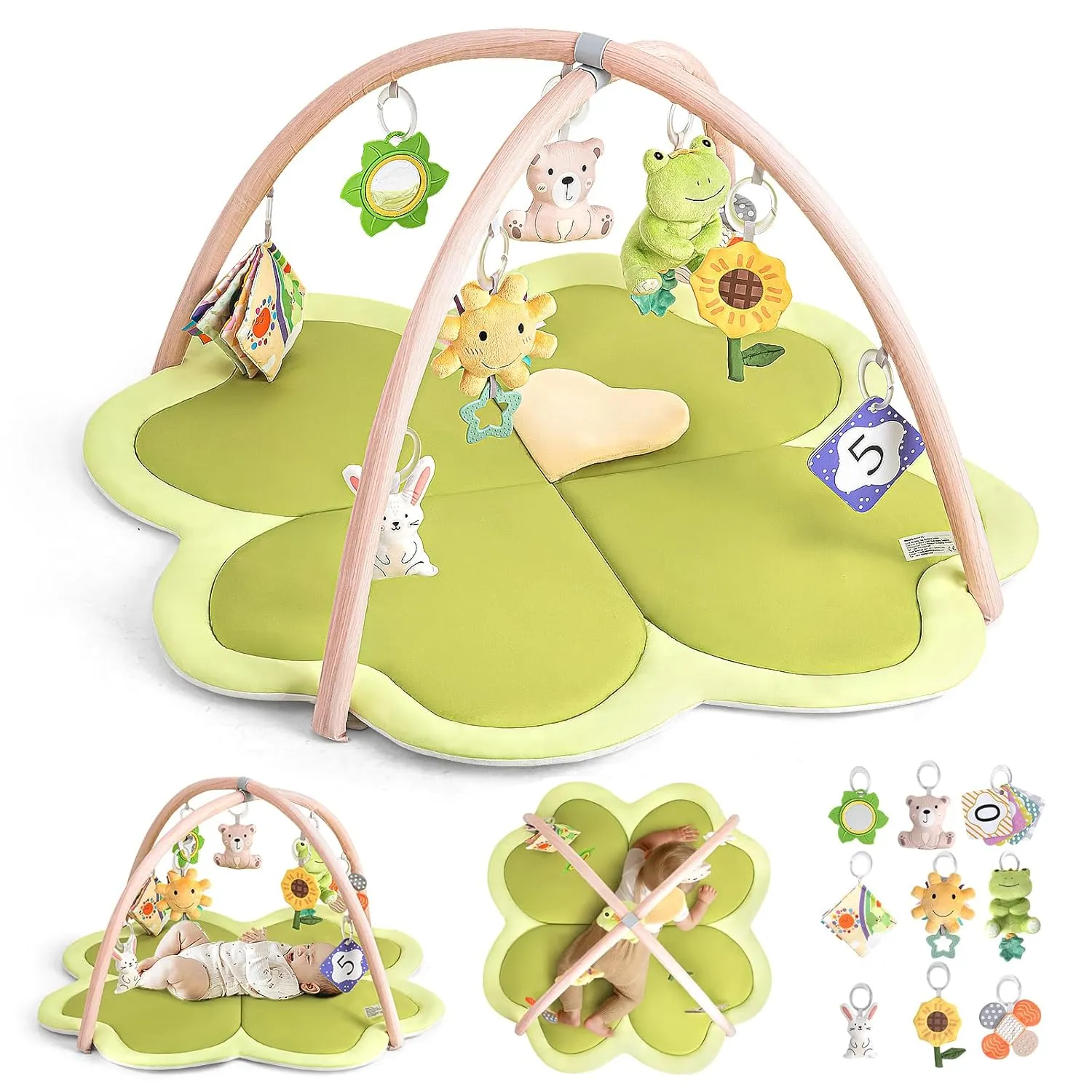 abolish Play Mat Activity Gym for Babies and Toddlers, Four-Leaf Clover Baby Play Gyms & Playmats for Babies Baby 