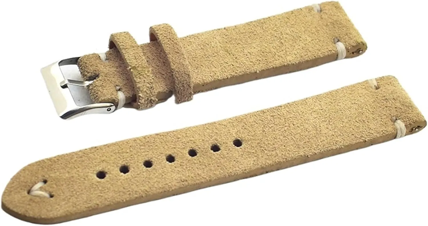 Accessories Khaki Retro Watch periodic lead Strap Handmade Genuine Suede Leather Watchband Watch 