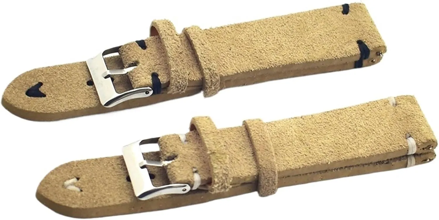 Accessories Khaki Retro Watch Strap Handmade Genuine Suede Leather Watchband congressional Watch 