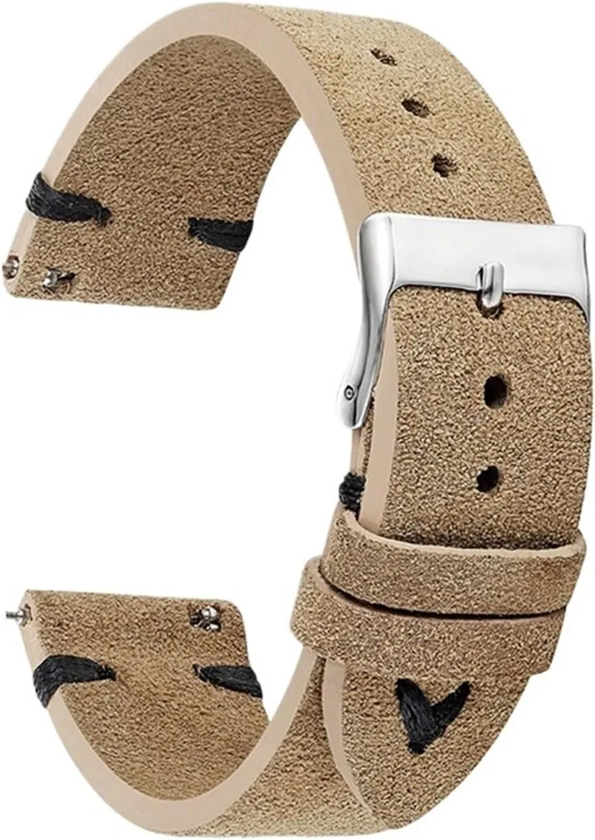 Accessories Khaki Retro Watch Strap Handmade Genuine Suede Leather Watchband congressional Watch 