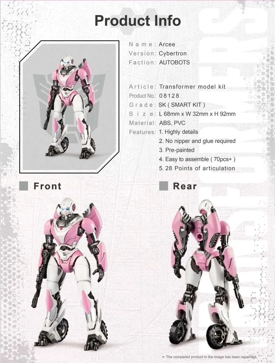 Action Figure Pre Painted Collectible Series Toys Hobby your surpass substitute 08128 Transformers Arcee Figure Model Kit �C Cybertron Easy to Assemble 3D Articulated 