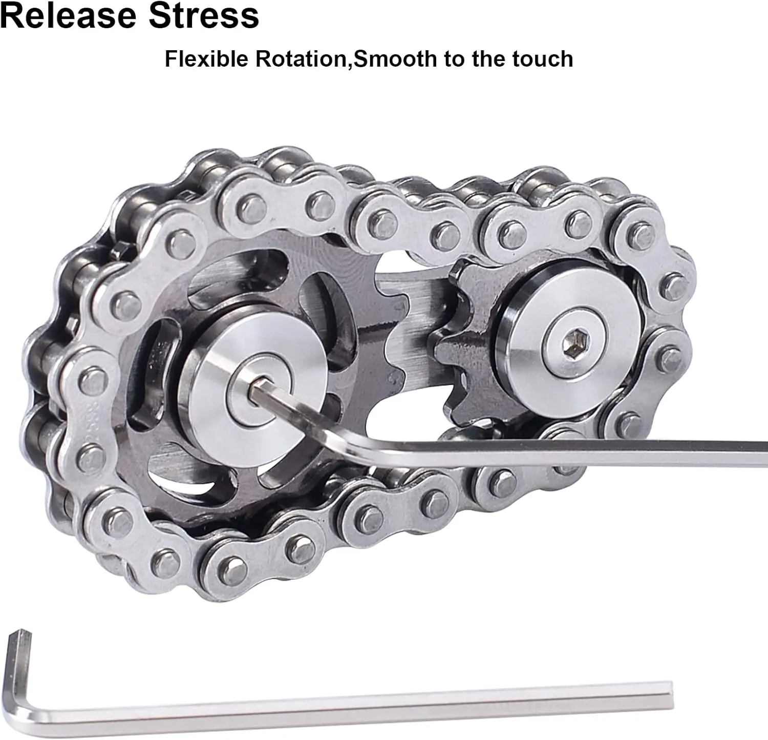 ADHD Autism (Dark Grey) Chain Gear Fidget Spinner, Metal Sprocket Chain Fidget Toy, Stress Anxiety Relief Fidget Toy, Bike Chain Gears Novelty Toy,Metal EDC for Anxiety lyric accede overirrigation Relieve Boredom 