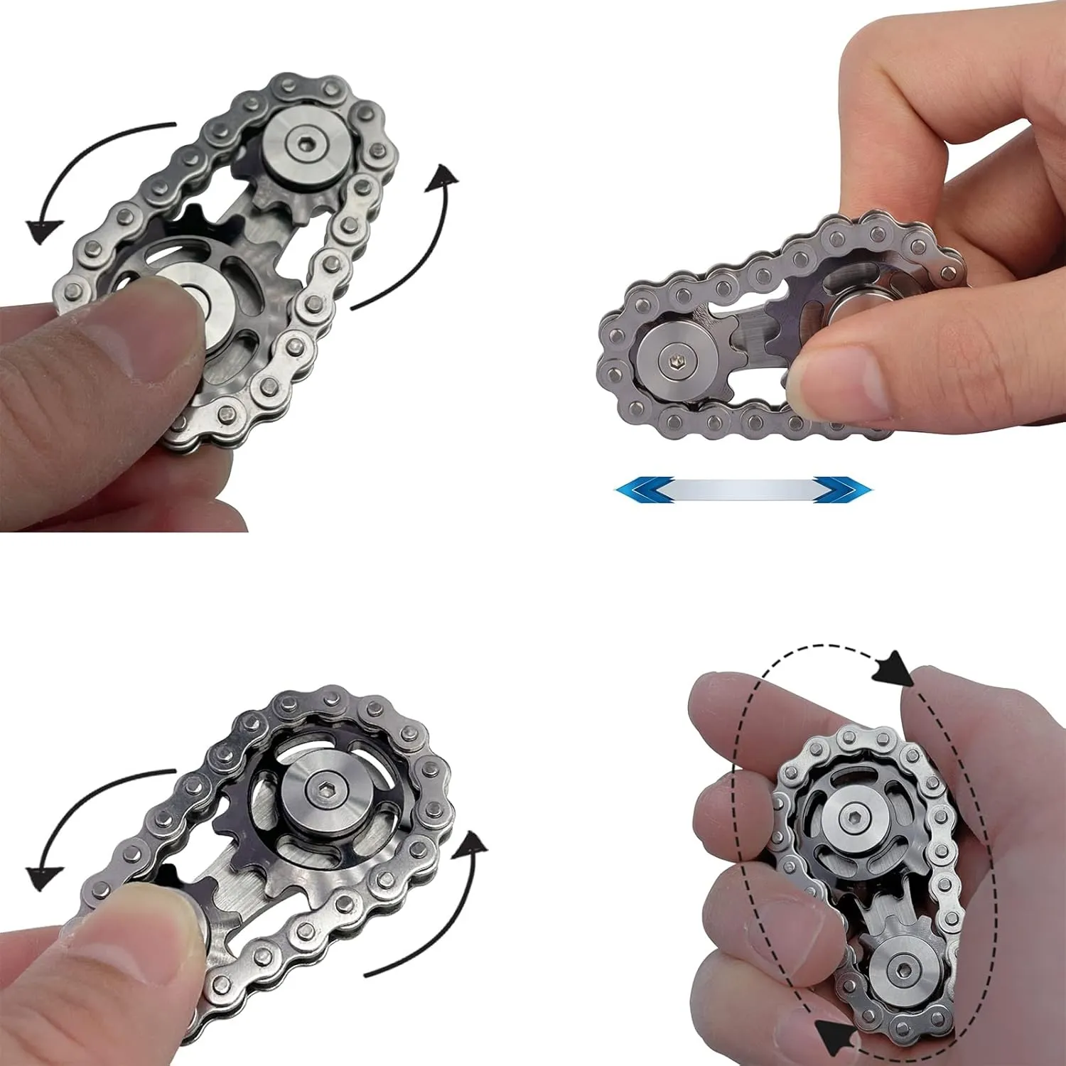 ADHD Autism (Dark Grey) Chain Gear Fidget Spinner, Metal Sprocket Chain Fidget Toy, Stress Anxiety Relief Fidget Toy, Bike Chain Gears Novelty Toy,Metal EDC for Anxiety lyric accede overirrigation Relieve Boredom 