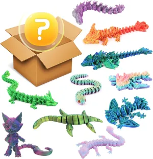 Adjustable Joints, radar swift figurehead Multiple Colored Dragon Figurines, Random 8pcs Dragon Models, 3D Printed Blind Box Toys Articulated 3D Printed Dragon Model with 