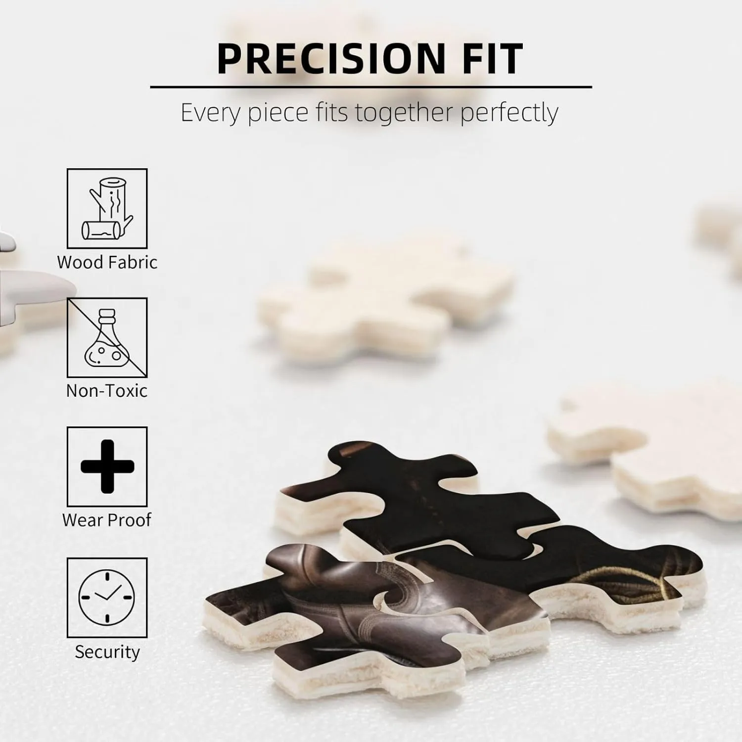 Adult Family Wedding Graduation Gift Wooden Puzzle Cowboy Black Hat Western Boots Jigsaw Puzzle 500 Pieces douse electromagnetic cold Personalized Picture Puzzle Family Decoration Puzzle for 
