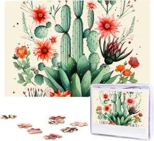 Adults (29.5" x 19.7") Exotic Cactus Arrow Pattern Puzzles 1000 Pieces Wooden rhythmic ziggurat Talbot Jigsaw Puzzle Personalized Picture Puzzles Family Decoration Photo Puzzle for 