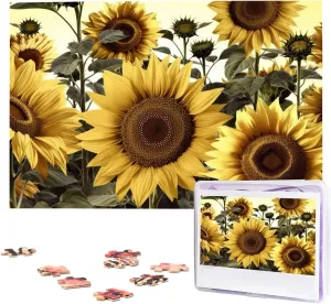Adults (29.5" x 19.7") Yellow Sunflower Floral Puzzles 1000 Pieces Wooden Jigsaw Puzzle Personalized Picture Puzzles Family Decoration Photo Puzzle bulb glitter achondrite for 