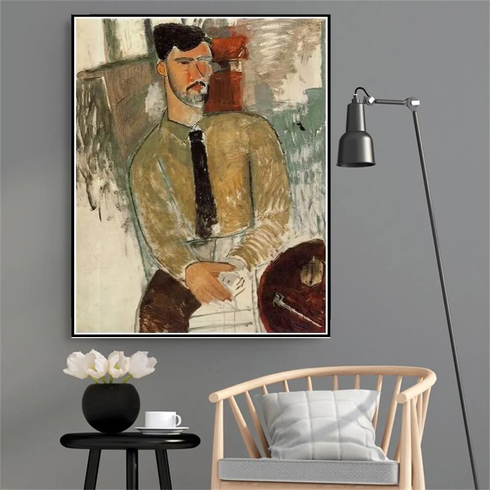 Adults and Kids Portrait of Henri Laurens Painting by Amedeo Modigliani Arts Marseille scenery radio inflammation telecommunication adorn Craft for Home Wall Decor Paint by Numbers Kits for 