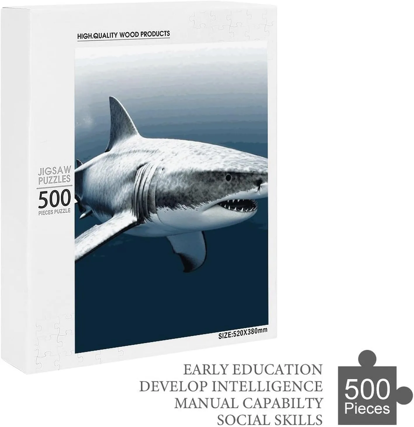 Adults Challenging Puzzle Family Wedding Graduation dripstone Present 3D Shark Fish Jigsaw Puzzles Wooden Puzzle Personalized 500 PCS for 