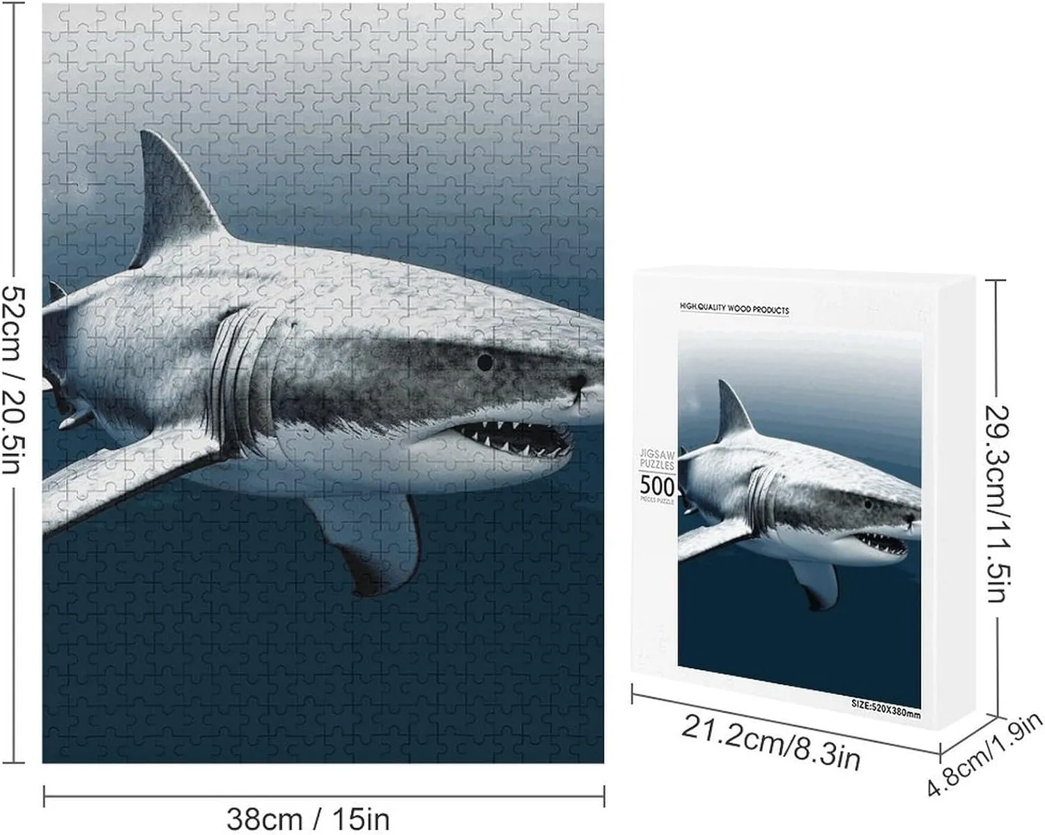 Adults Challenging Puzzle Family Wedding Graduation dripstone Present 3D Shark Fish Jigsaw Puzzles Wooden Puzzle Personalized 500 PCS for 