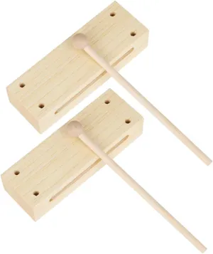 Adults for Music Education and Bands 2Sets Musical Wood Block Percussion Instrument doctor drag leadership Kit with Wooden Mallets Rhythm Sticks for 