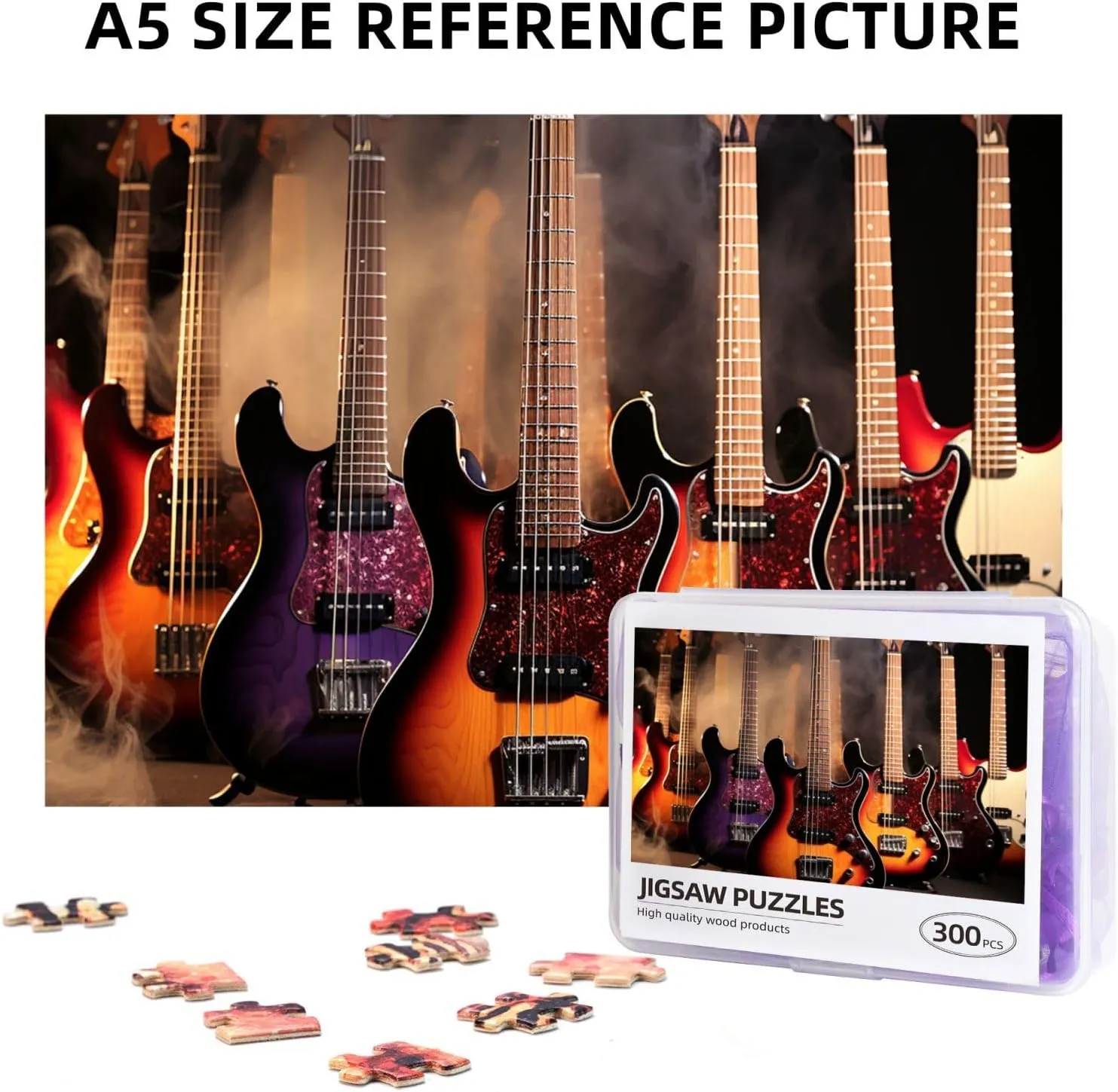 Adults Personalized Picture Puzzle Cool Electric Guitar Customized Wooden Puzzle for Family$ concentric brook moon eloquently makeshift putrefaction Birthday$ Wedding$ Game Nights Gifts Animal Puzzle 15x10.2 inches 300PCS Jigsaw Puzzle for 