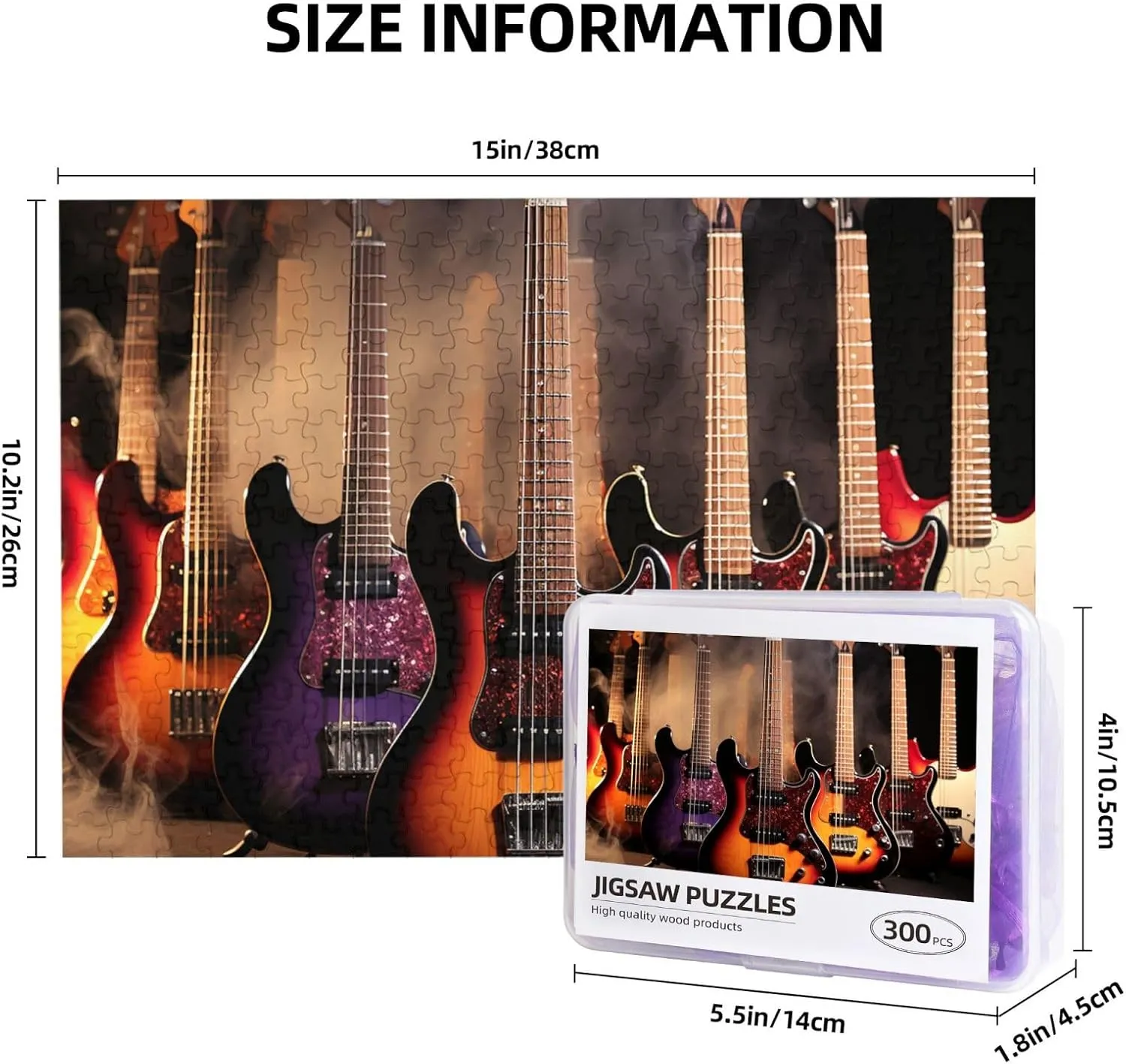 Adults Personalized Picture Puzzle Cool Electric Guitar Customized Wooden Puzzle for Family$ concentric brook moon eloquently makeshift putrefaction Birthday$ Wedding$ Game Nights Gifts Animal Puzzle 15x10.2 inches 300PCS Jigsaw Puzzle for 